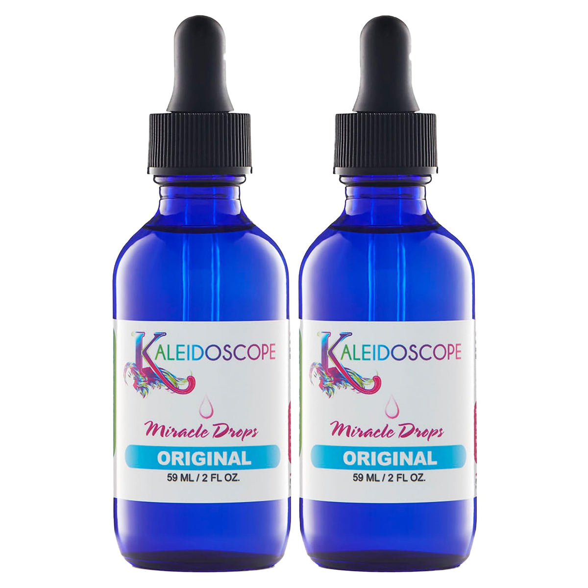 Kaleidoscope bottle front view showing packaging and quick-absorbing benefit