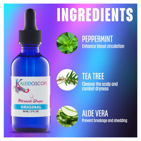 Kaleidoscope Miracle Drops paired with matching shampoo and conditioner for system care