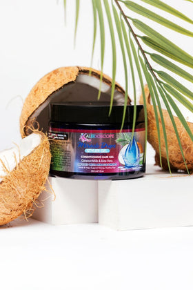 Kaleidoscope tub open close-up texture showing smooth gel and moisturizing look