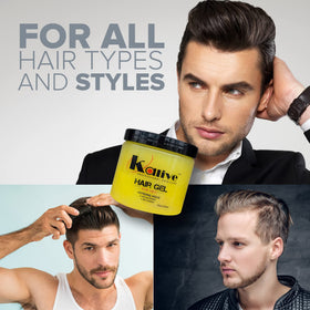 KALIVE 2 STYLE styled slick-back on model showing long-lasting hold