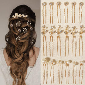 KALOLIA gold hair pins front view showing elegant design and instant sparkle