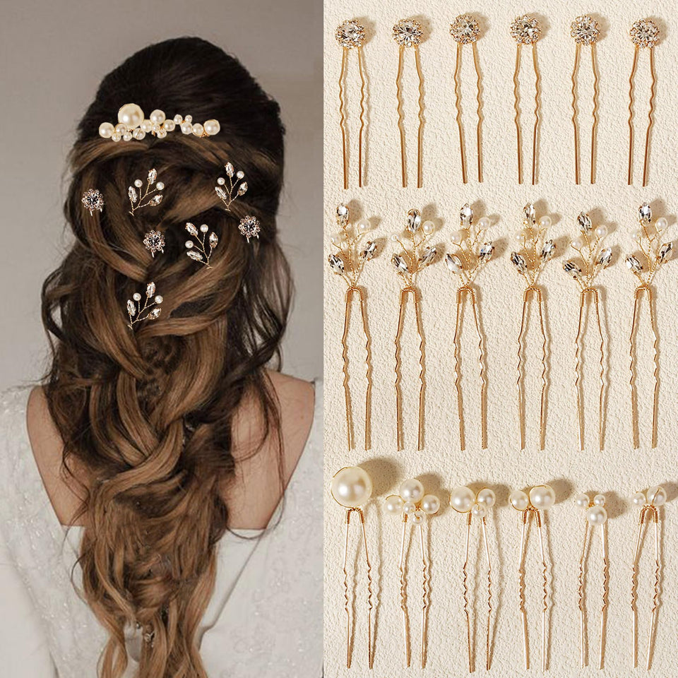 KALOLIA gold hair pins front view showing elegant design and instant sparkle