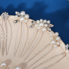 KALOLIA hair pin inserted in a bridal updo demonstrating secure hold