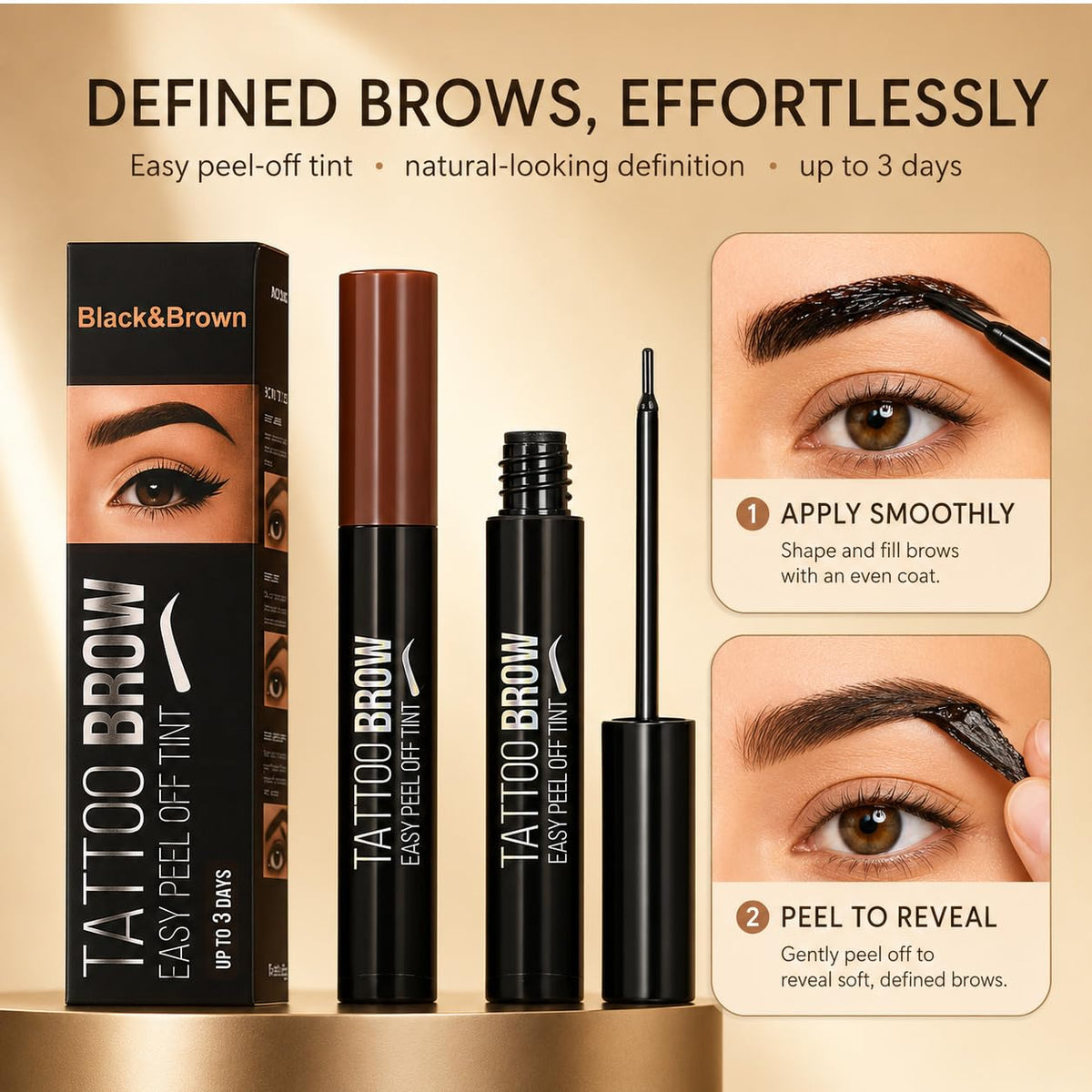 Kalosile lifestyle woman applying brow gel for quick, lasting shape