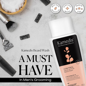 KAMEDIS bottle placed on bathroom shelf showcasing everyday grooming use