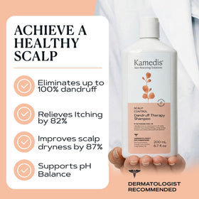 KAMEDIS before and after scalp comparison showing reduced flakes
