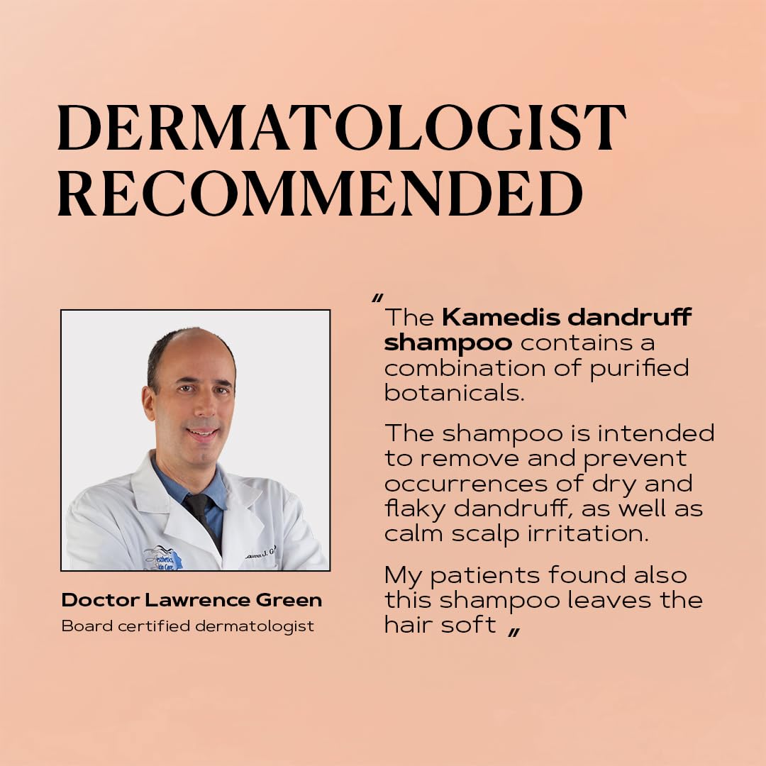 KAMEDIS ingredient callout with zinc pyrithione and salicylic acid highlights