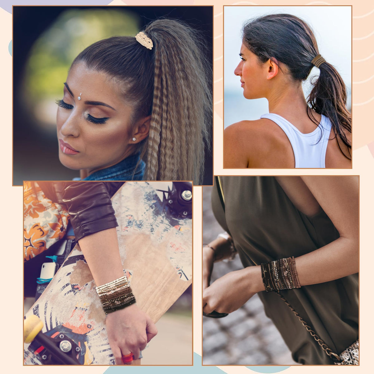 KANPRINCESS flat lay of four neutral colors and five styles for outfit matching