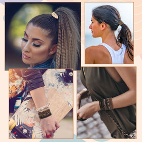 KANPRINCESS flat lay of four neutral colors and five styles for outfit matching