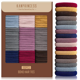 KANPRINCESS front packaging showing 100 cotton hair ties and benefit of variety