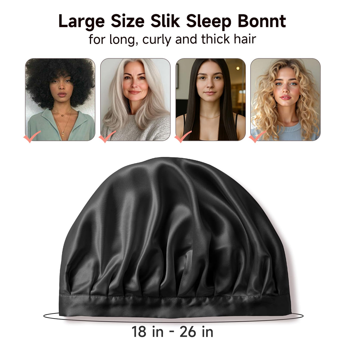 Kaome bonnet worn by curly hair protecting curls and reducing frizz
