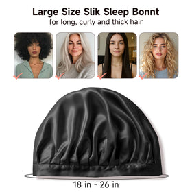 Kaome bonnet worn by curly hair protecting curls and reducing frizz
