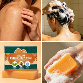 Kaori Persimmon Soap open box illustrating resealable travel-ready packaging benefit