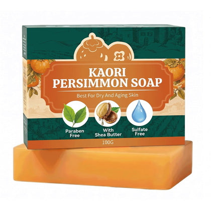 Kaori Persimmon Soap front packaging showing brand and travel-friendly box benefit