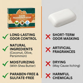 Kaori Persimmon Soap placed on bathroom shelf showing elegant everyday use benefit