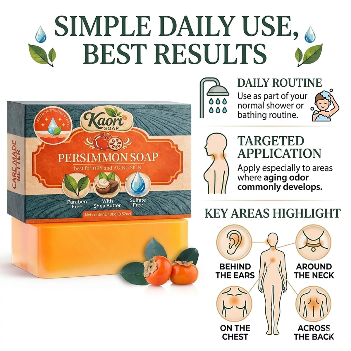 Kaori Soap lather in hand demonstrating dense foam for gentle cleansing benefit