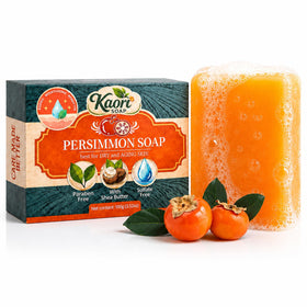Kaori Soap front packaging showing persimmon bar and benefits