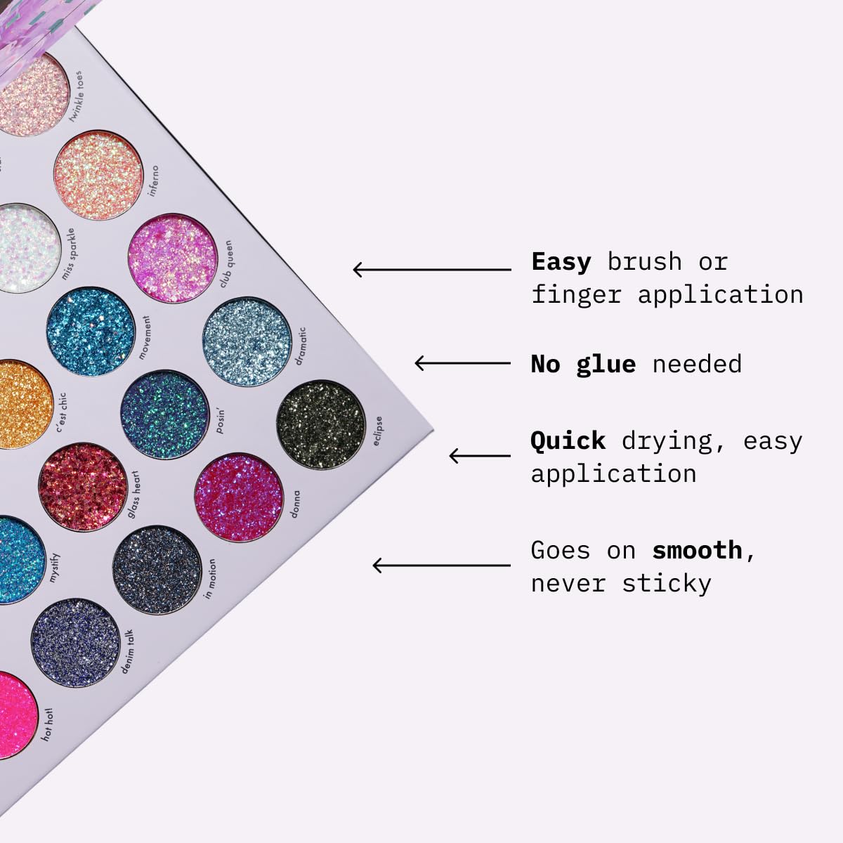 Kara Beauty eye application finished look with precise, long-lasting sparkle