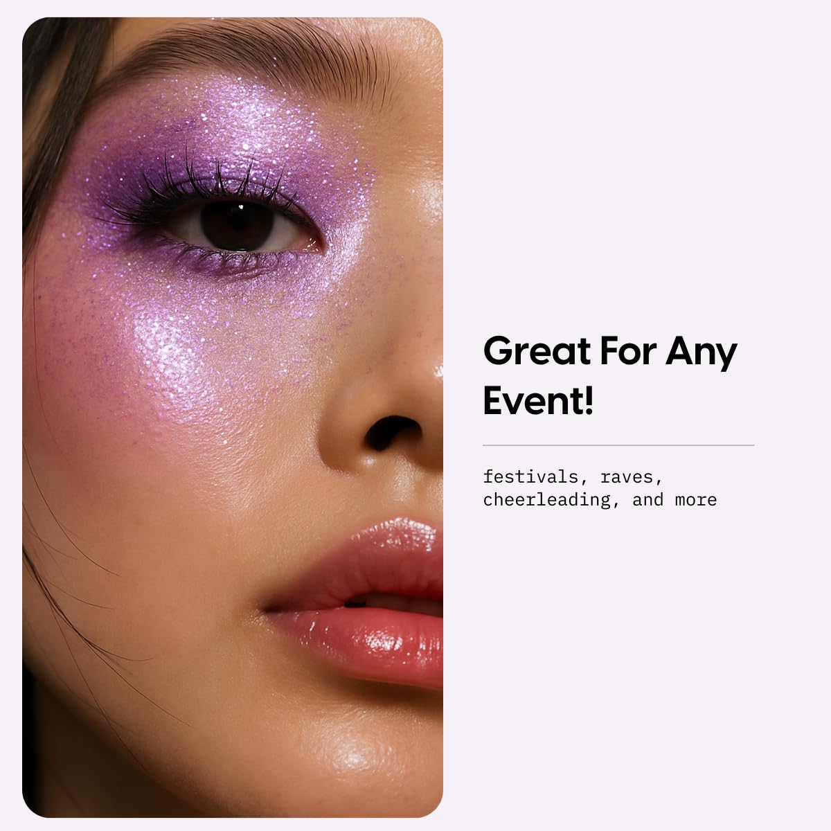 Kara Beauty hair streak with glitter adding reflective festival accents