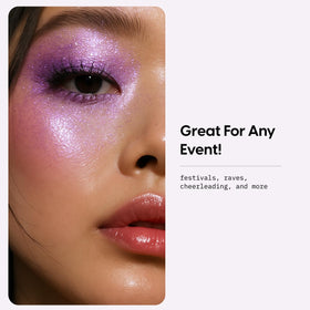 Kara Beauty hair streak with glitter adding reflective festival accents