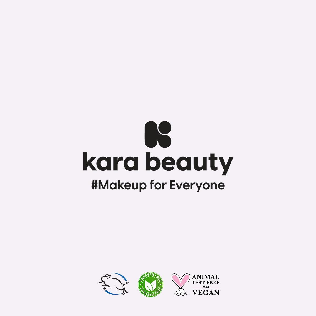 Kara Beauty packaging and ingredients label showing vegan cruelty-free benefit