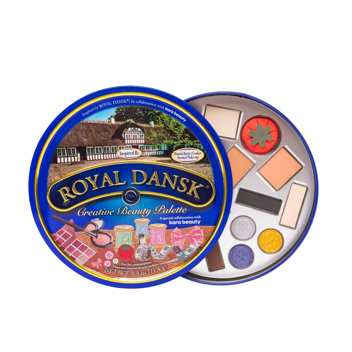Kara Beauty front tin packaging showing festive collectible and gift appeal