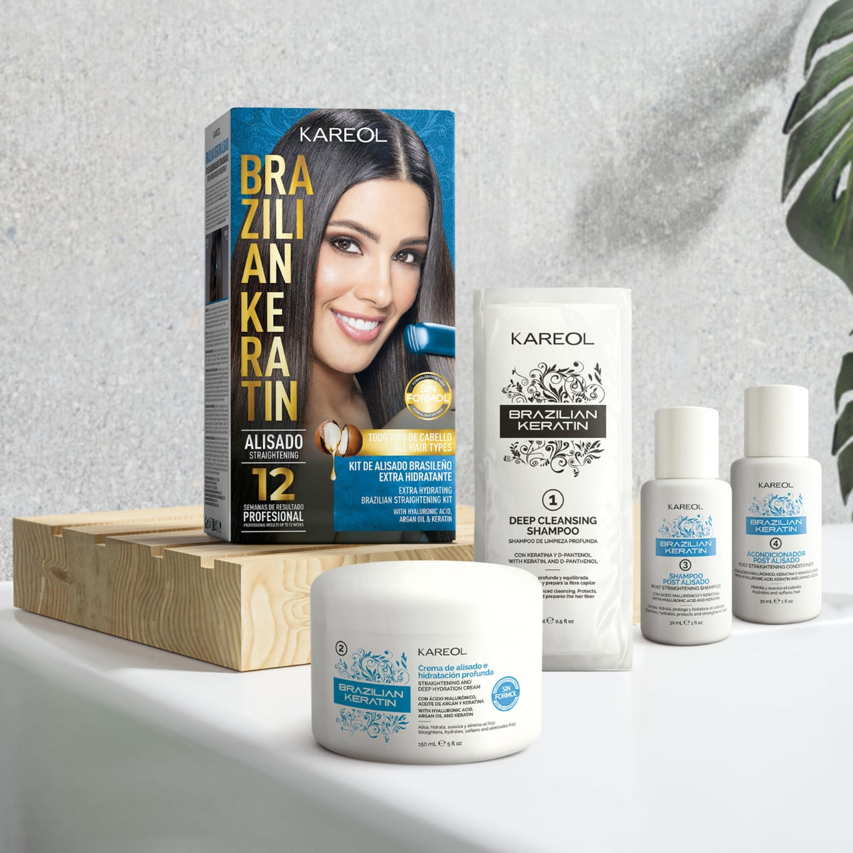Kareol hand applying product to hair showing easy at-home use
