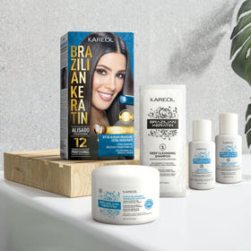 Kareol hand applying product to hair showing easy at-home use