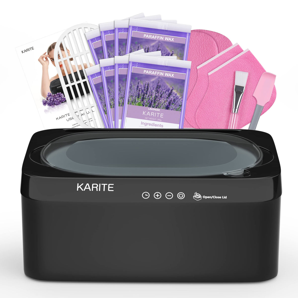 Karite front view of paraffin wax machine showing compact design and large capacity benefit