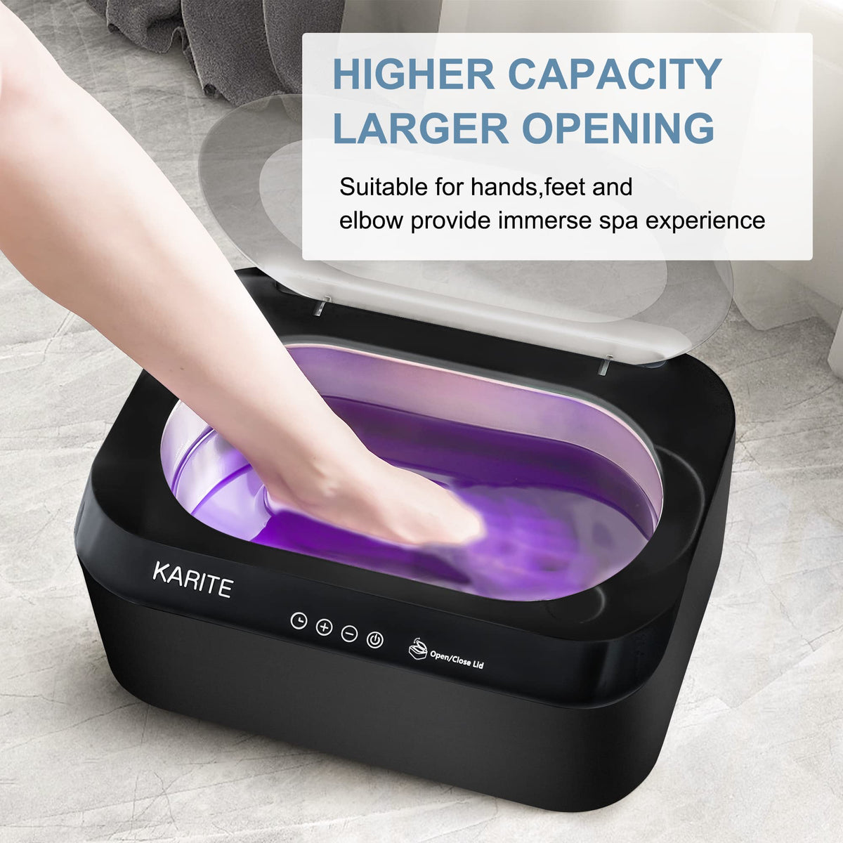 Karite included eight paraffin refills arranged next to warmer for immediate use advantage
