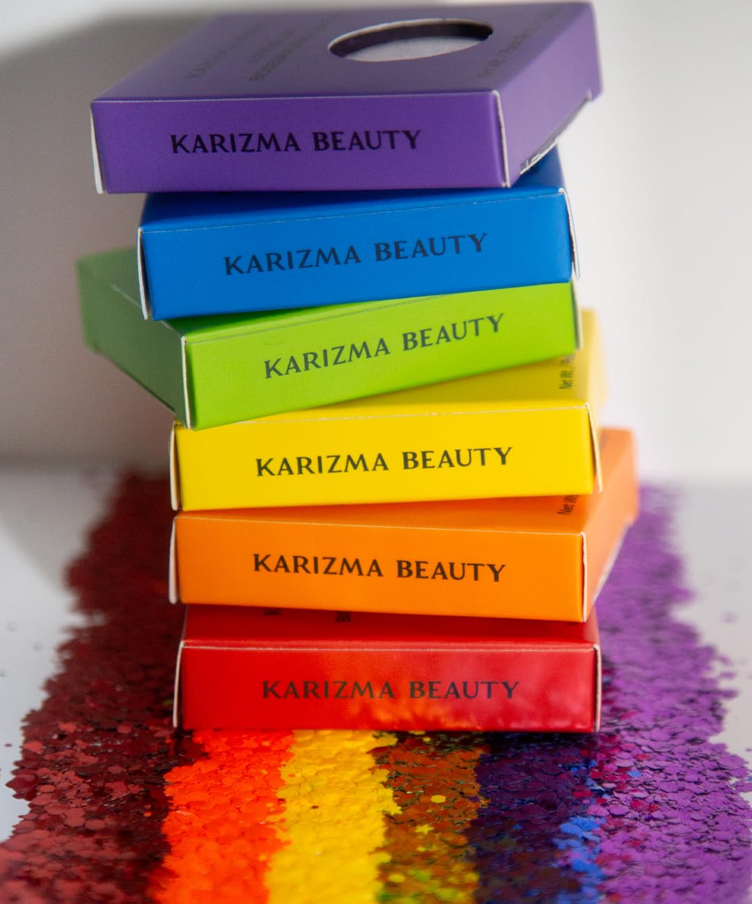 KARIZMA glitter used as lip topper adding holographic shine and color pop