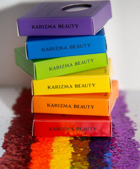 KARIZMA glitter used as lip topper adding holographic shine and color pop