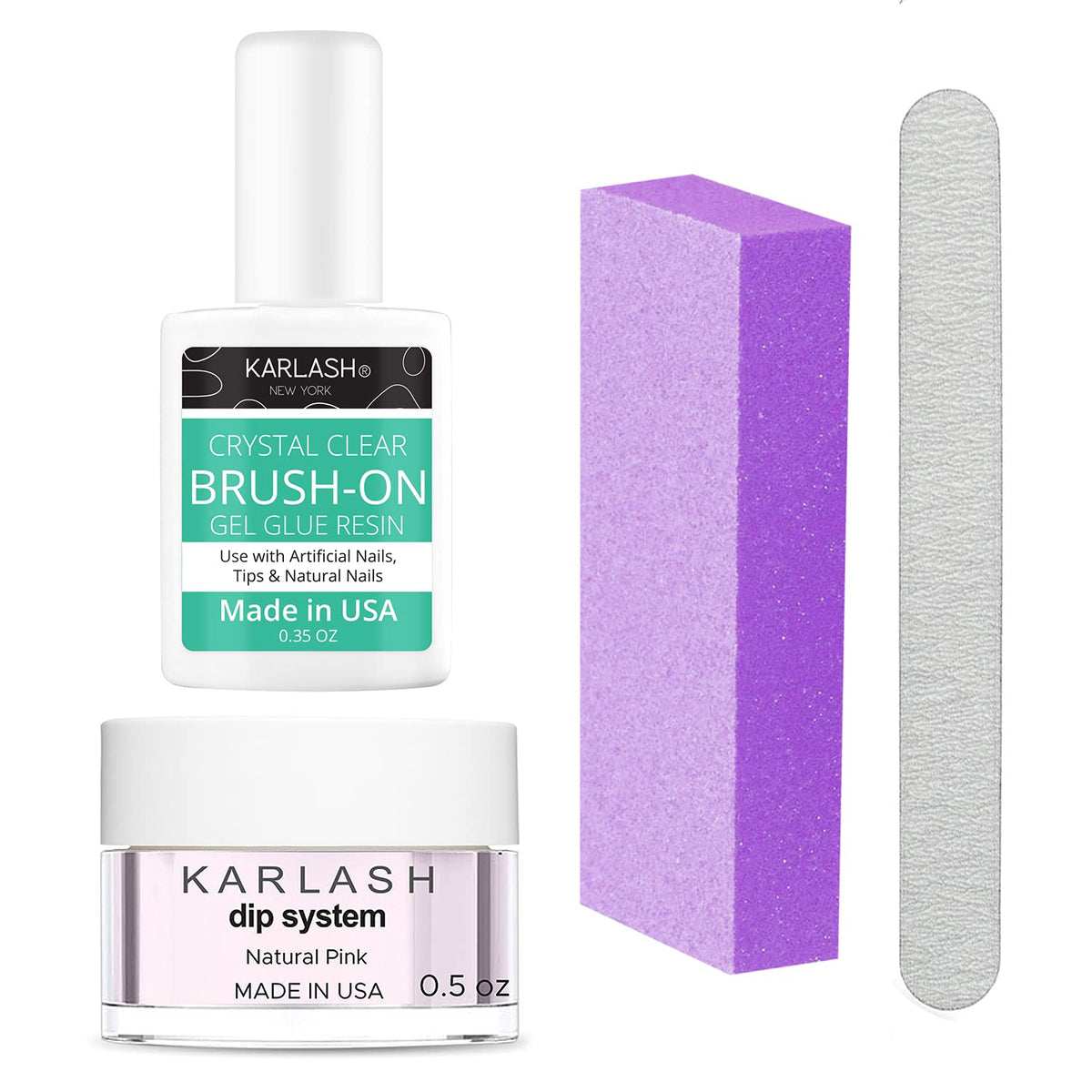 Karlash front packaging in natural pink shows a compact repair kit for fast fixes