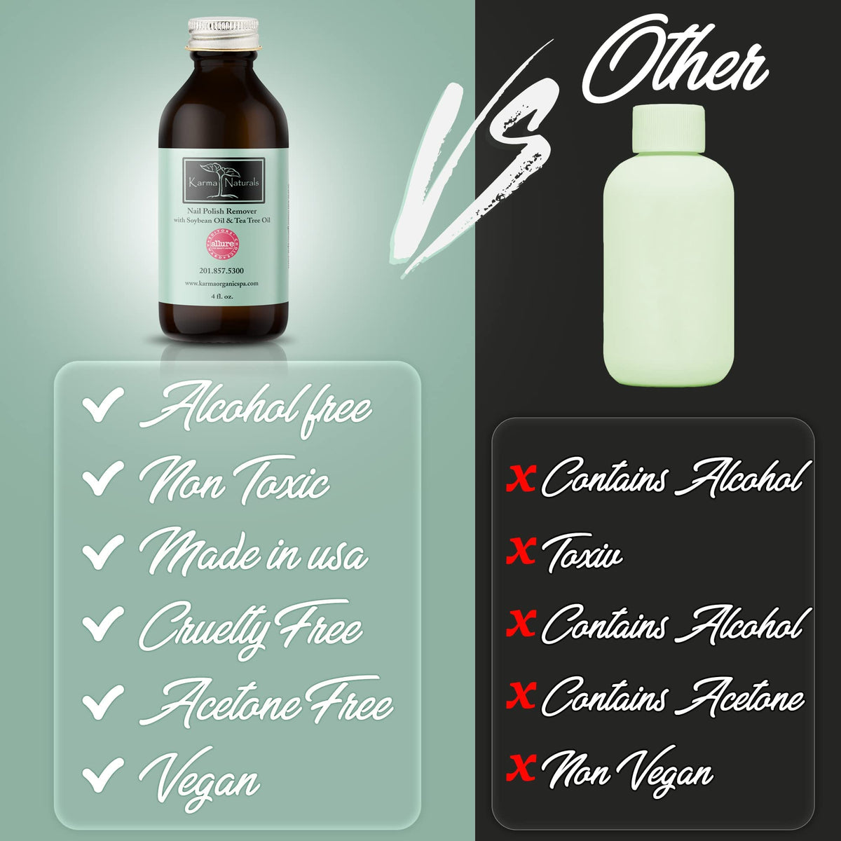 karma organic application on cotton pad removing polish with less rubbing