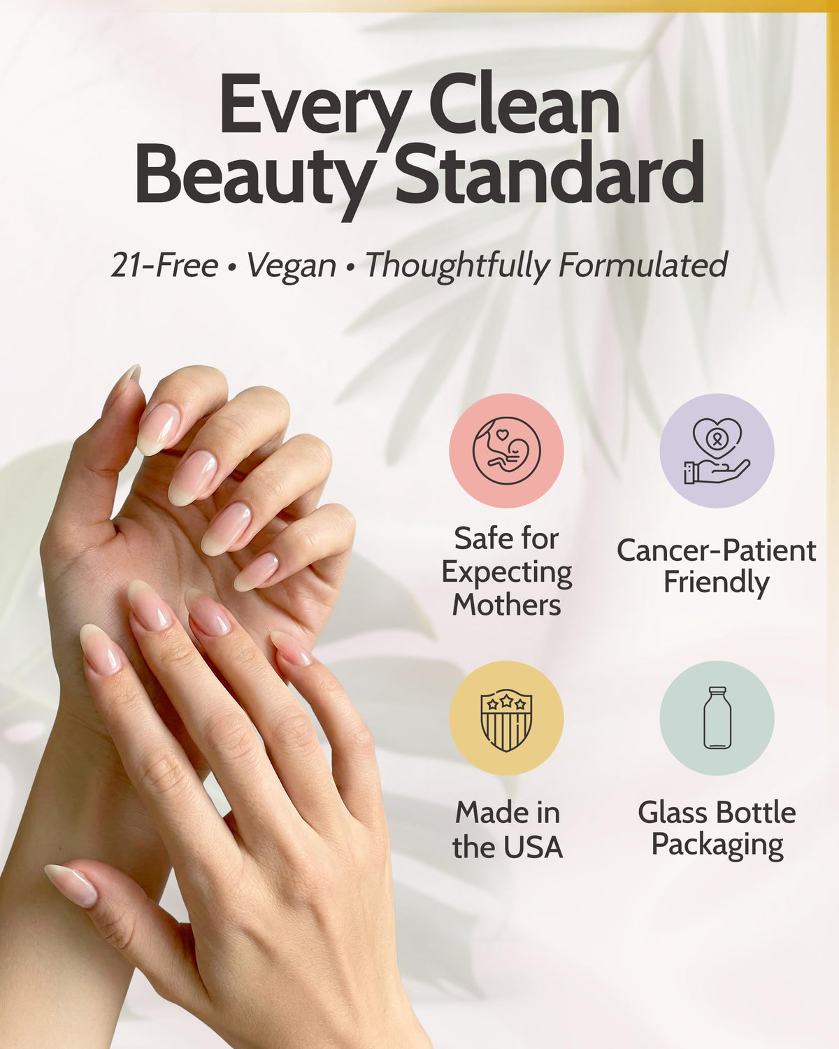 karma organic clear polish swatch on nail for glossy, chip-resistant finish benefit