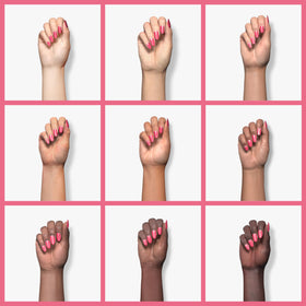 Karma Organic color swatch on fingers showing true shade and chip resistance benefit