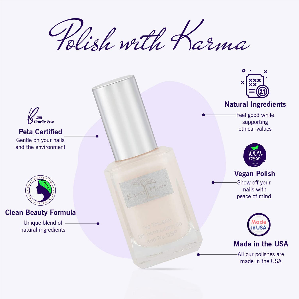 karma organic swatch on skin displaying true color and easy-application benefit