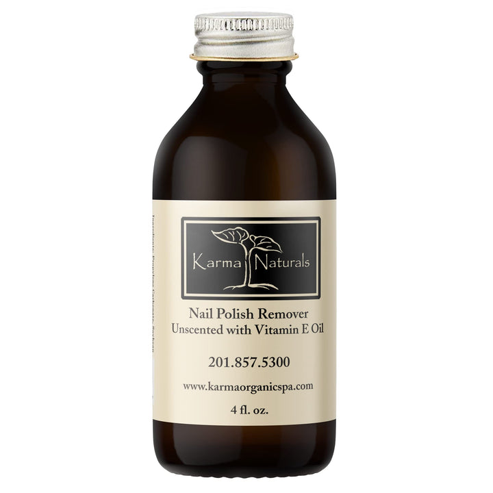 karma organic front bottle 4 fl oz showing label and glass packaging, conveys eco-friendly benefit