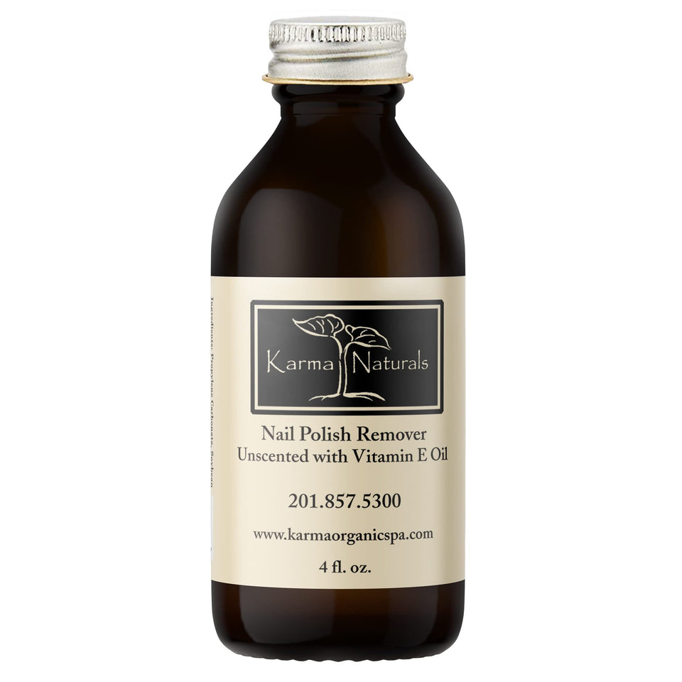 karma organic front bottle 4 fl oz showing label and glass packaging, conveys eco-friendly benefit