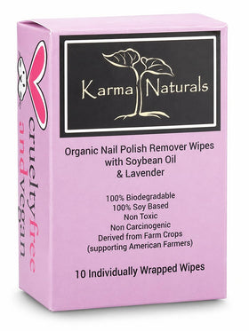 karma organic front pouch showing branding and sealed packet for easy travel