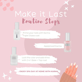 karma organic in-hand manicure showing wearable color and chip resistance