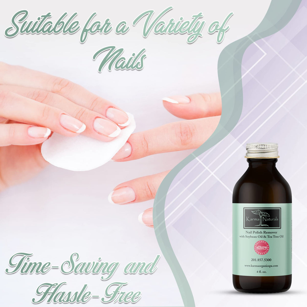karma organic label ingredients shot listing soybean and tea tree oils clearly