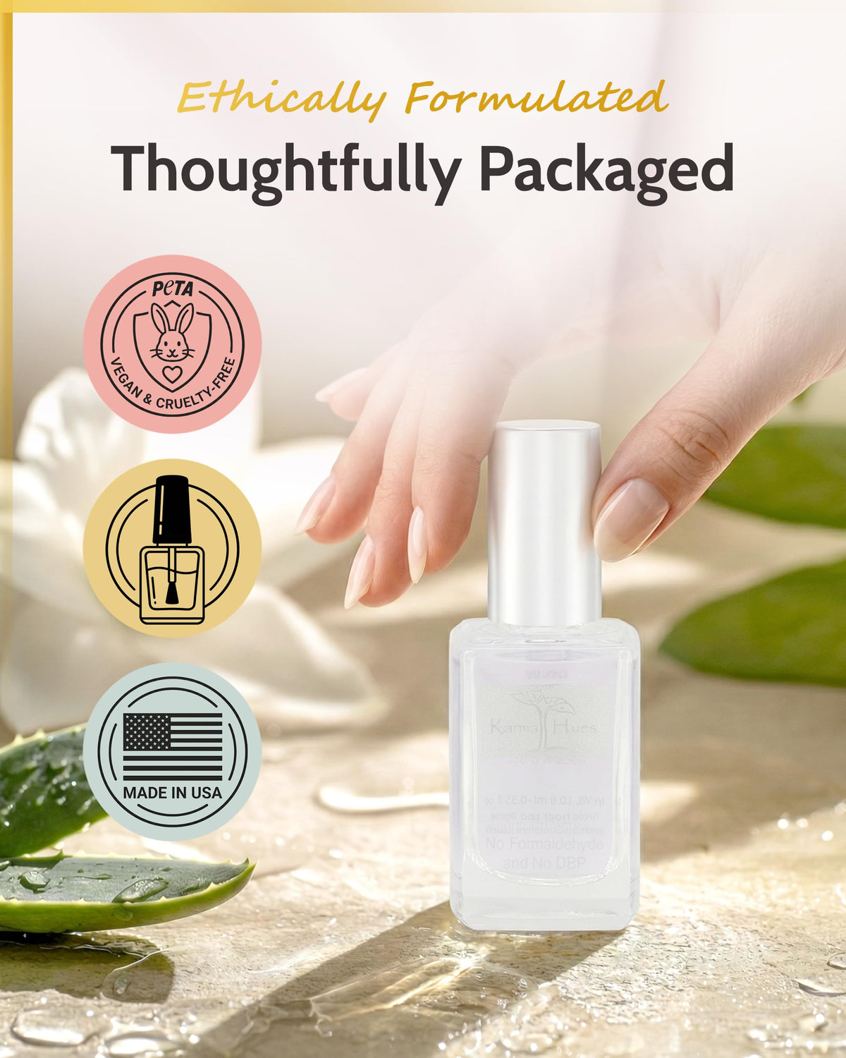 karma organic lifestyle manicure scene with hands and tools showing salon-quality results benefit