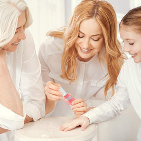 Karma Organic ingredient visuals showing plant-derived formula and gentle care benefit