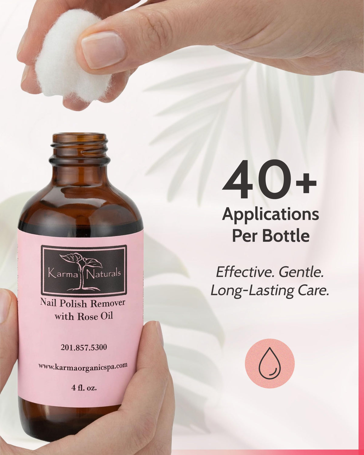 Karma Organic droplet texture highlighting non-drying, conditioning formula