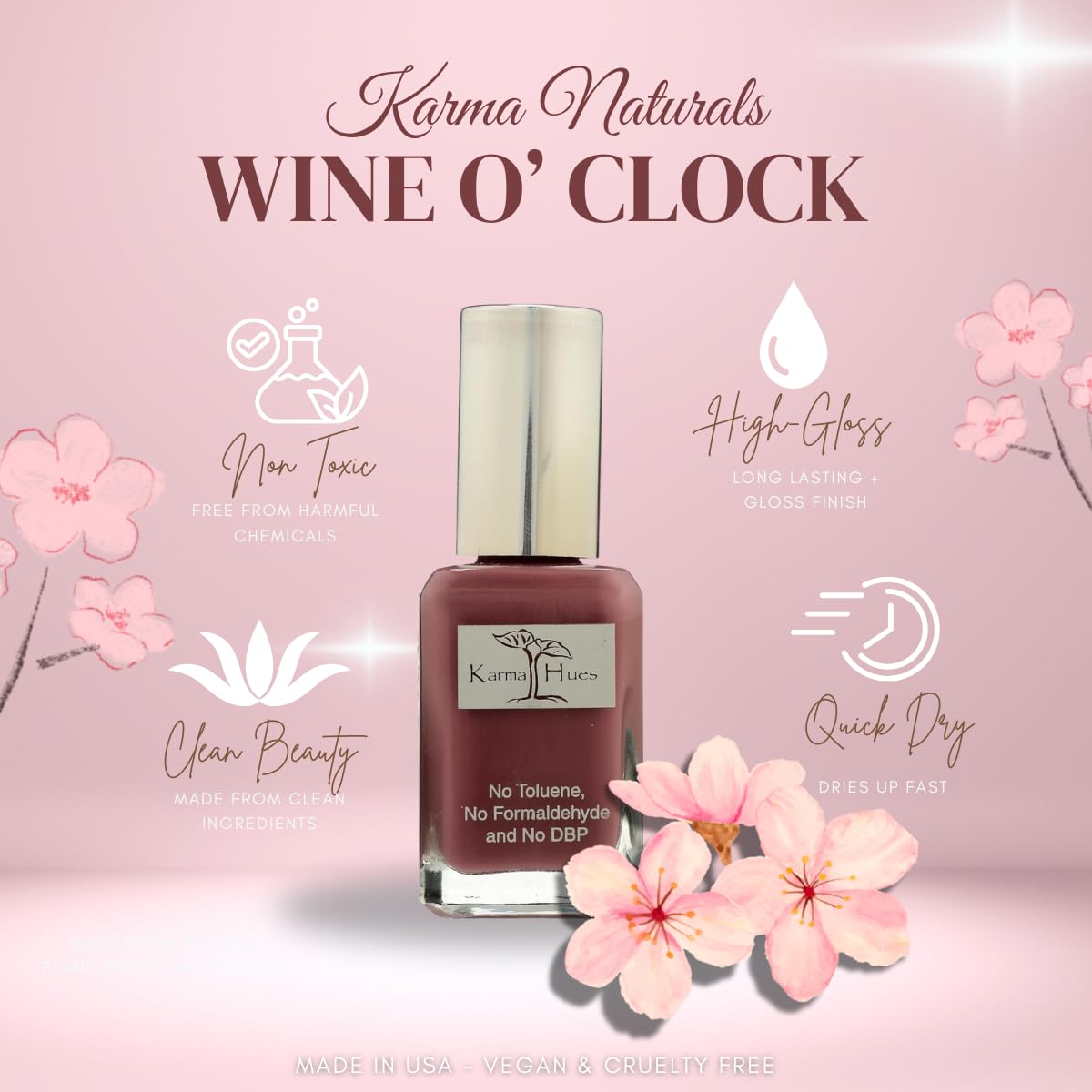 karma organic shade swatch on skin showcasing true wine color and payoff