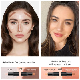 KARNAR contour stick in use on cheek demonstrating quick sculpting and natural definition