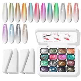 Karroy palette front packaging showing 16 gel colors and benefits