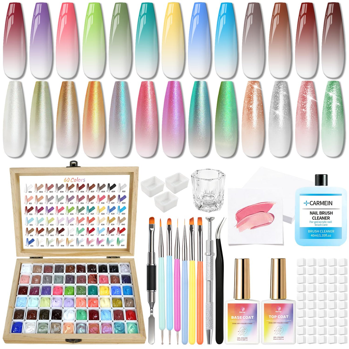 Karroy front packaging showing palette and included sponge, showcasing kit convenience