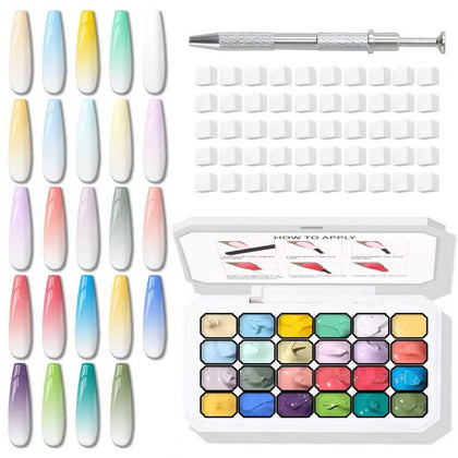 Karroy palette front view showing 24 gel colors for fast ombré